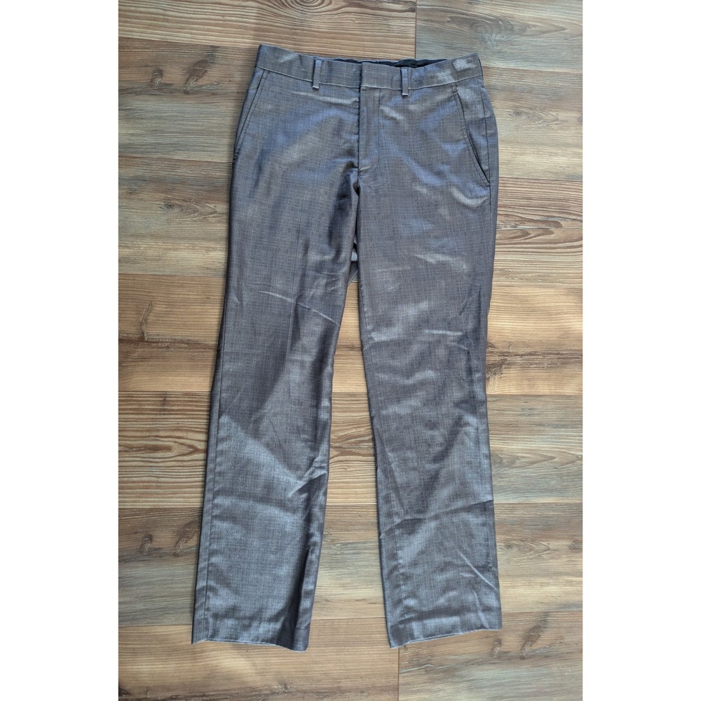 Billy London Gray Slim Straight Trousers Dress Pants